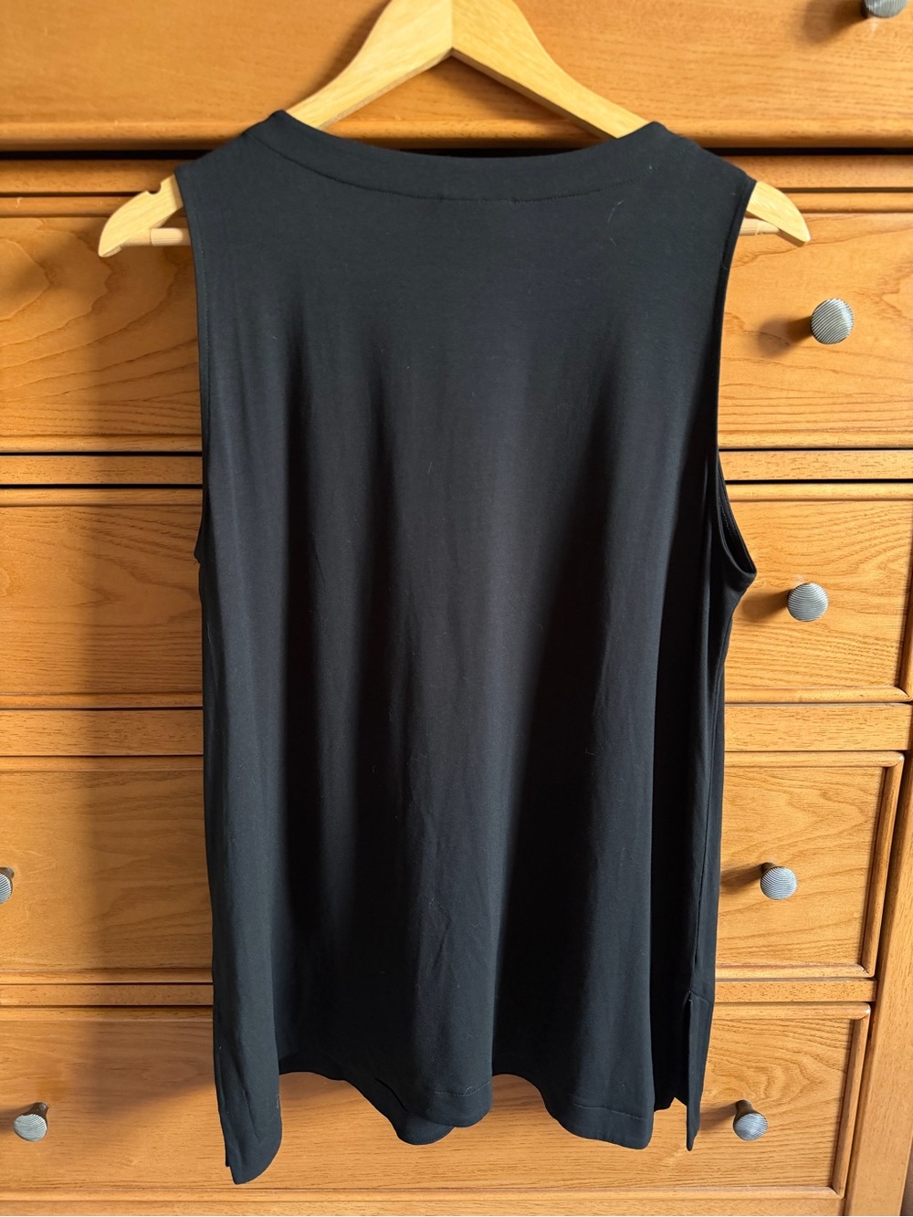 NWT J.Jill Wearever Long Layering Tank Black Sleeveless Top Cami Round Neck L - Picture 5 of 11